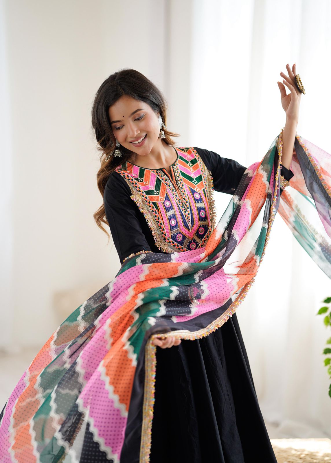 Navratna Embroidered Black Suit