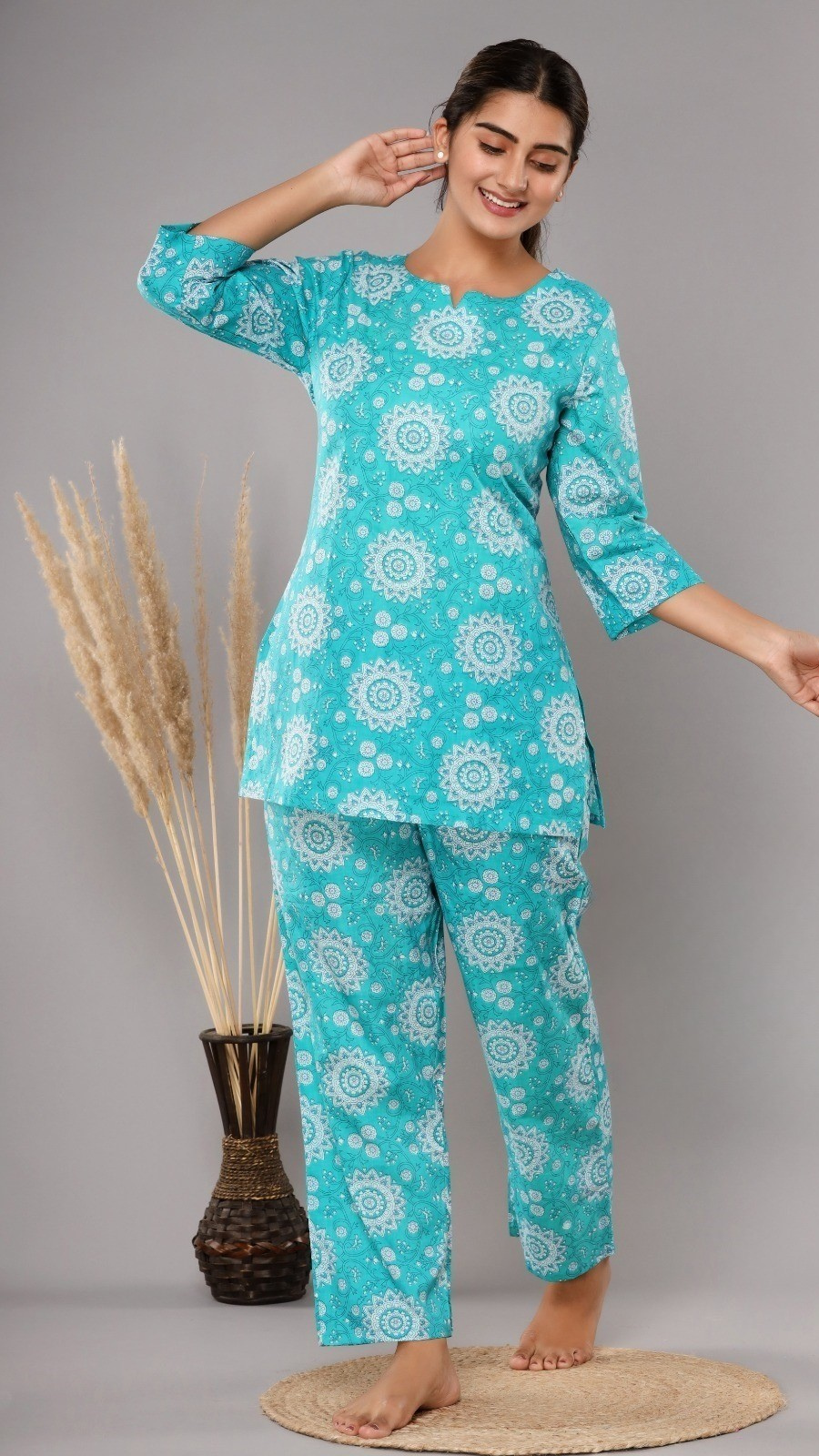 Aqua Mandala Cotton Lounge Set