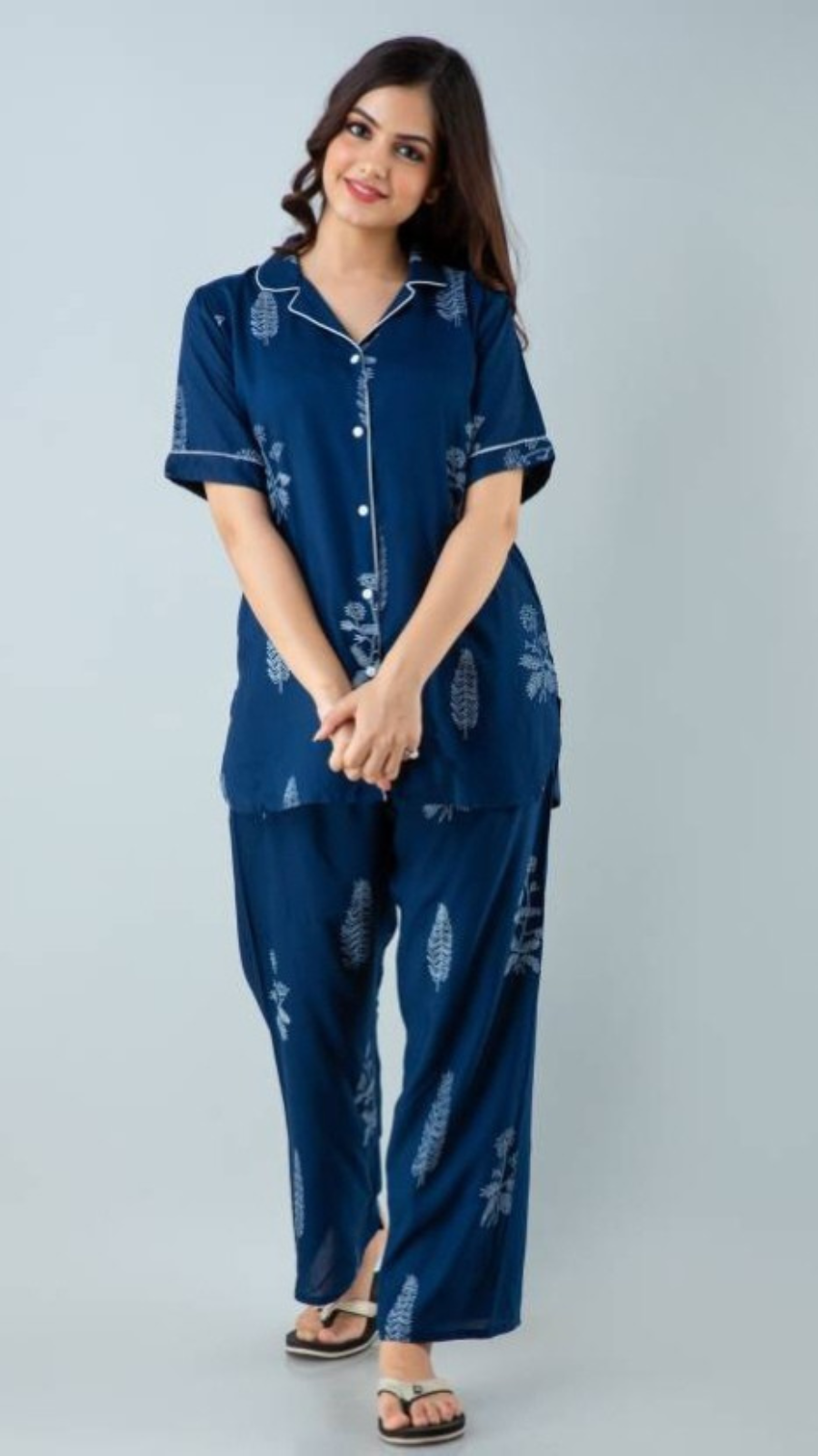 Serenity Nights Leaf Print Sleepwear Set