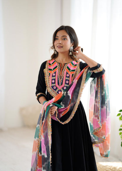 Navratna Embroidered Black Suit