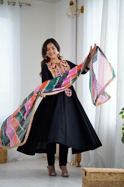 Navratna Embroidered Black Suit