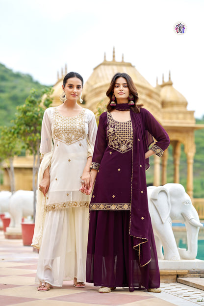 Zarina Ivory Sharara Set