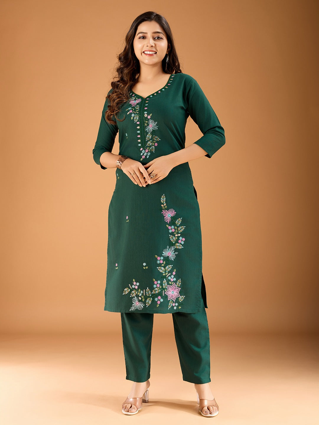 Mehfil Green Cotton Kurta Set