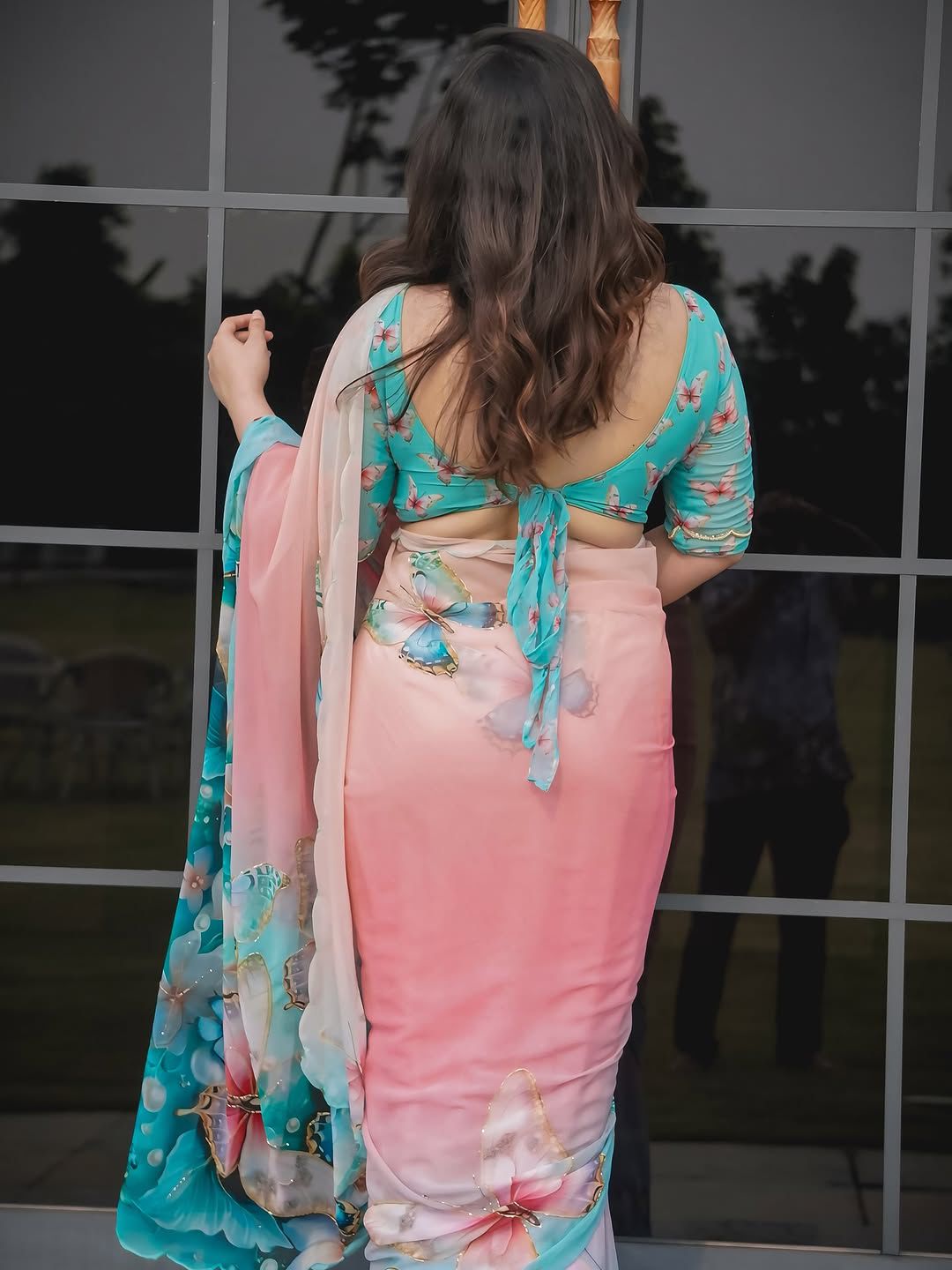 Peach Breeze Butterfly Saree